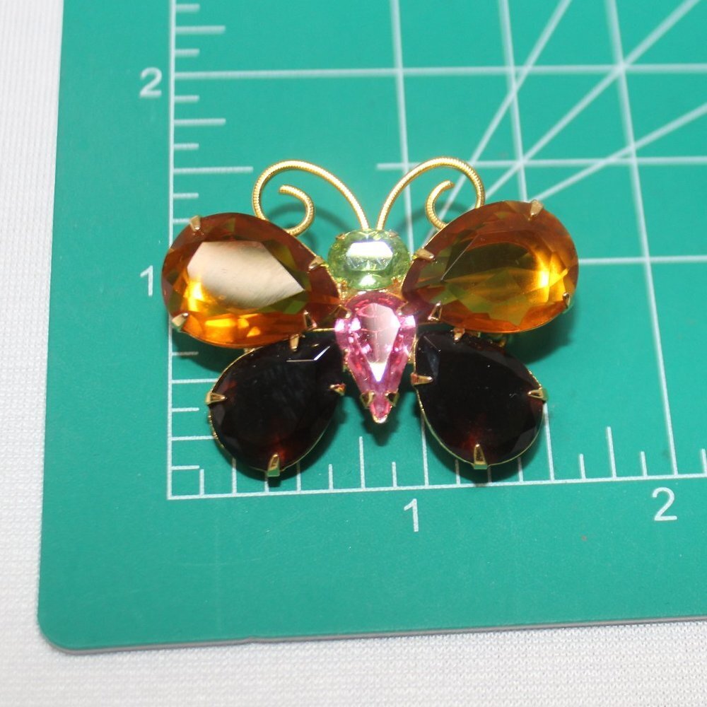 Joan Rivers Vintage Rhinestone Brooch Pin Butterfly - Picture 4 of 11